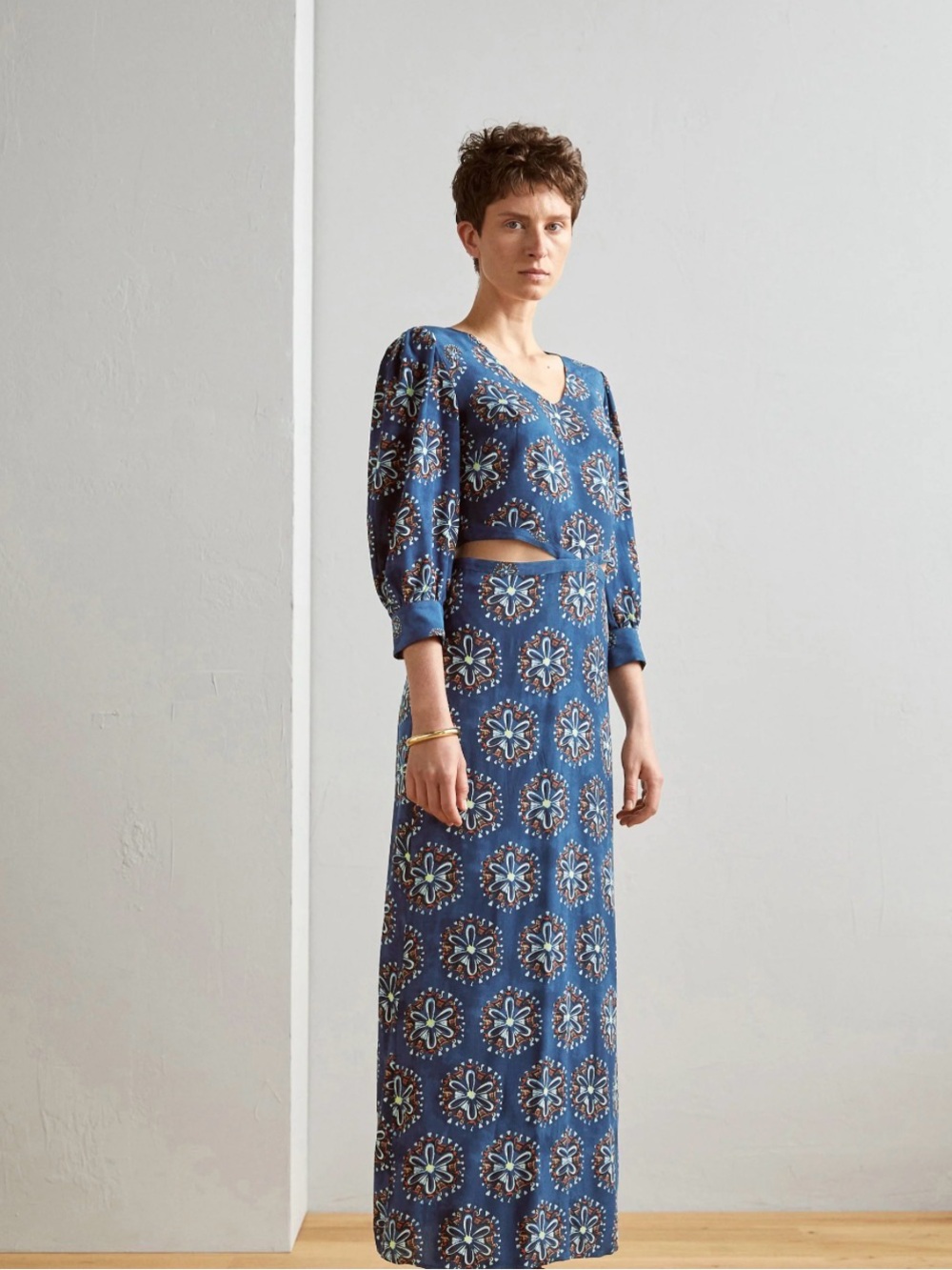 Scotch & Soda Blue Floral cut-out Maxi dress